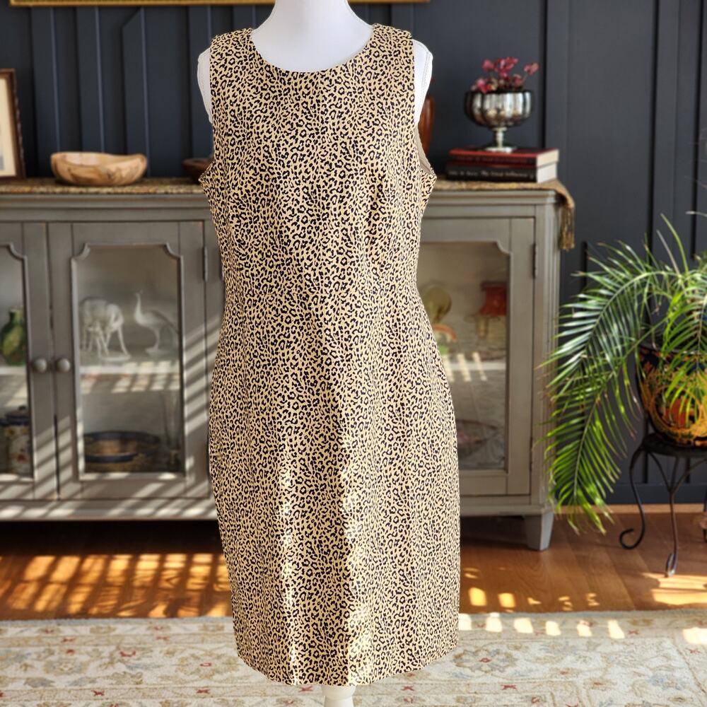 J.Crew Leopard Print Shift Dress Cotton Sleeveless Lined Size 10